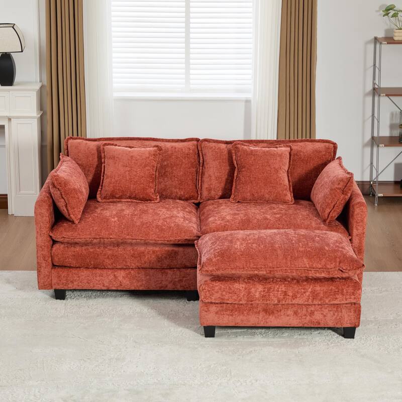 Roomfitters Large Upholstered Sofa Loveseat with Plush Cushions and Pillows, Modern Cloud Couch for Living Room
