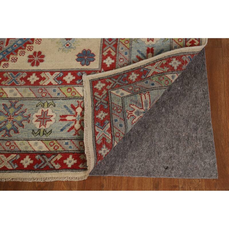Hand Knotted Oriental 100% Wool Carpet Traditional Geometric Beige & Ivories Kazak Area Rug - 11' 11'' X 8' 10''