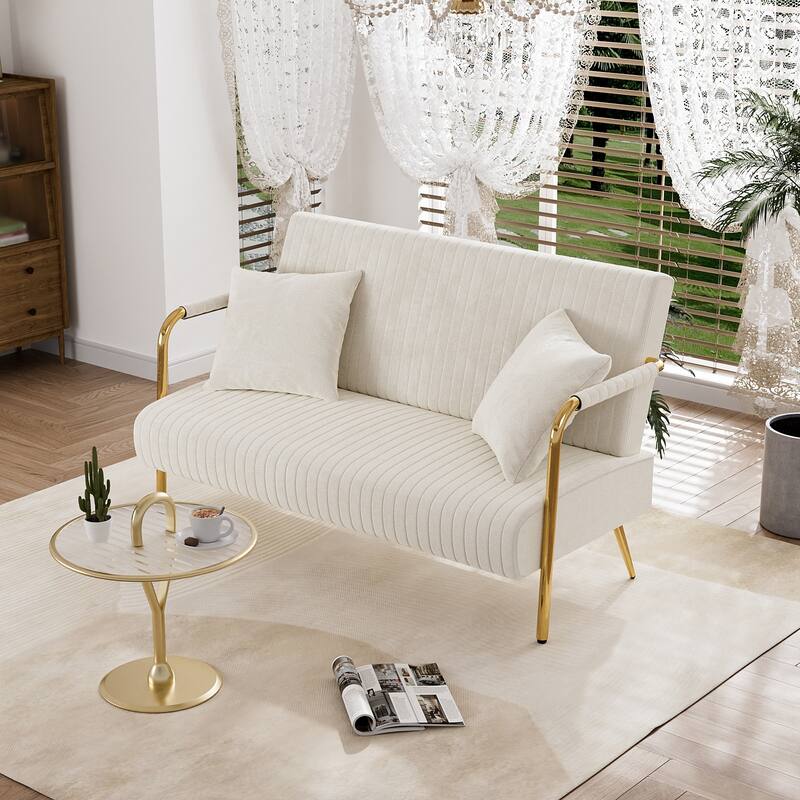 Ouyessir Upholstered Loveseat, Tufted Back Couch, Accent Armchair with 2 Pillows