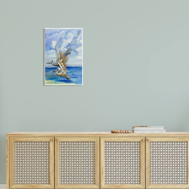Stupell Pelicans Trio Over Ocean Shore Wall Plaque, Design By Paul Brent