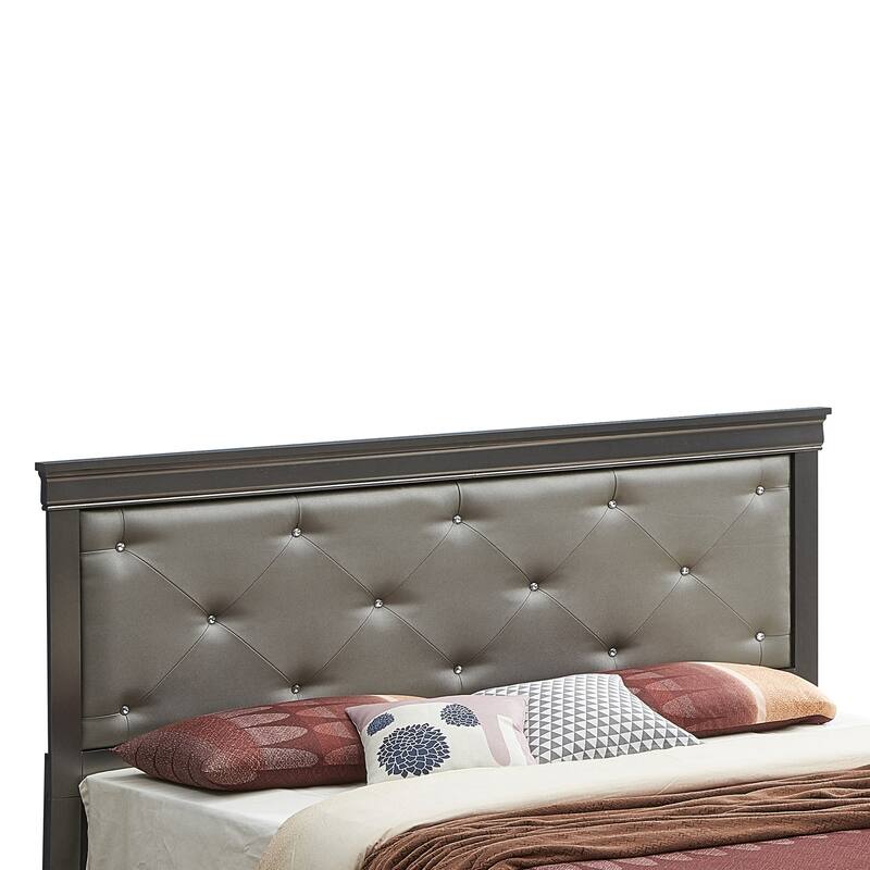 Jewel Tufted King Panel Bed - 85" - Metallic Black