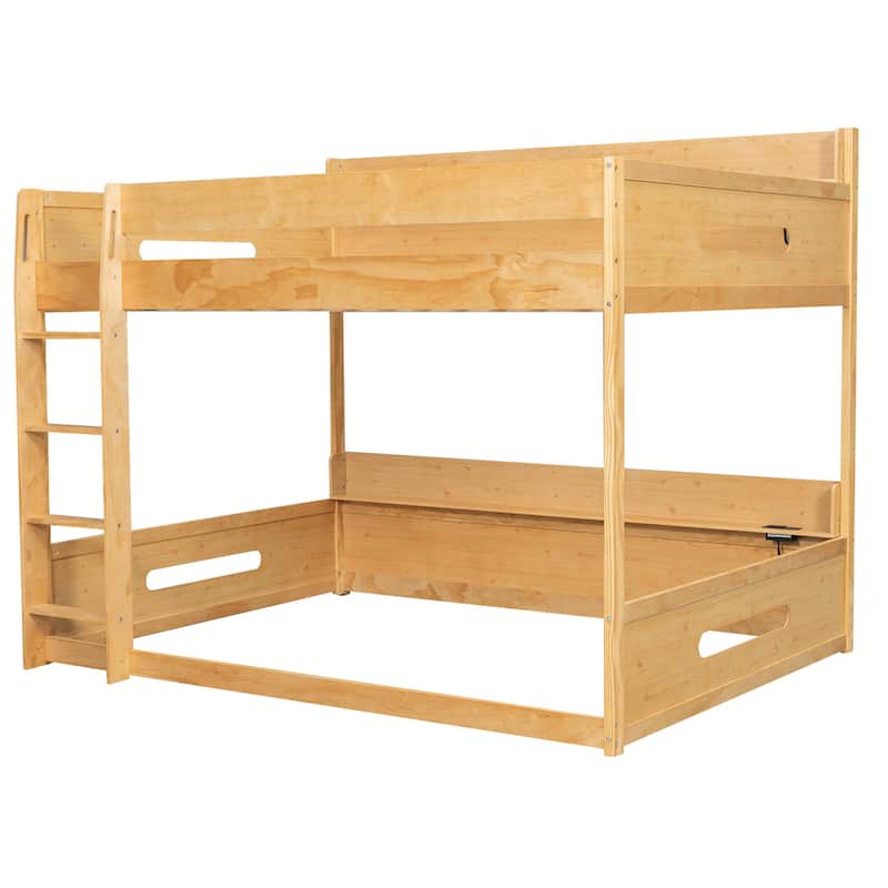 Queen over Queen Bunk Bed with Storage Shelves & USB Ports by Harper&Bright Designs