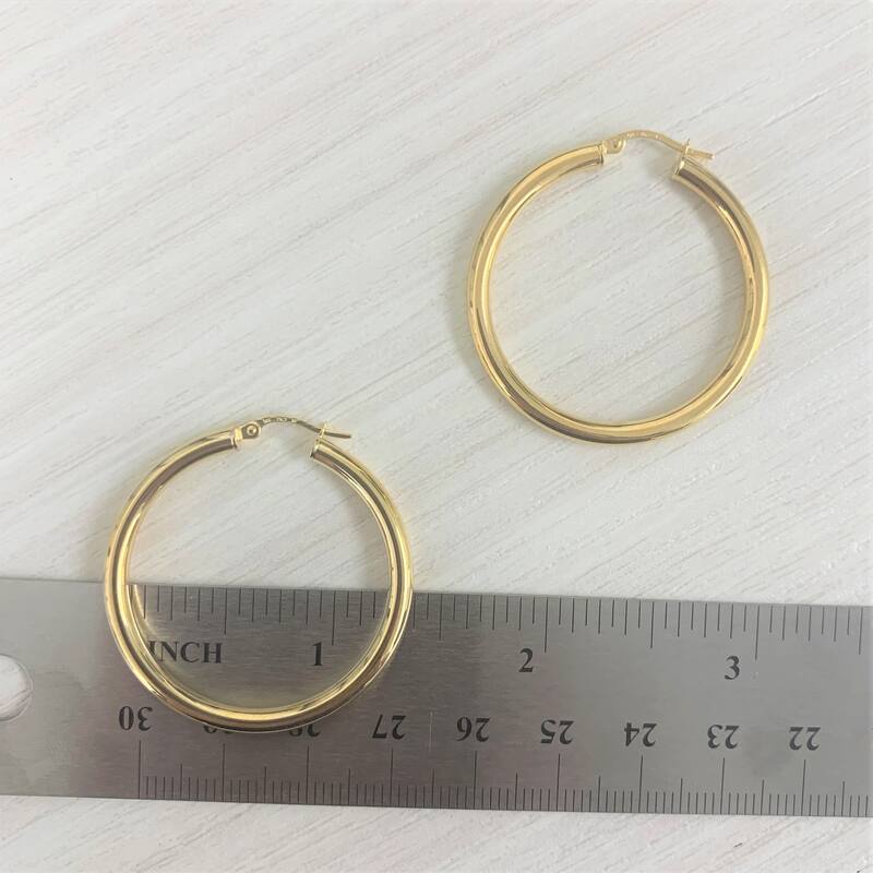 Joelle Collection Hoop Earrings 14K Yellow Gold Earrings 3 x 30 MM 1.25" Inch Yellow Gold Hoops