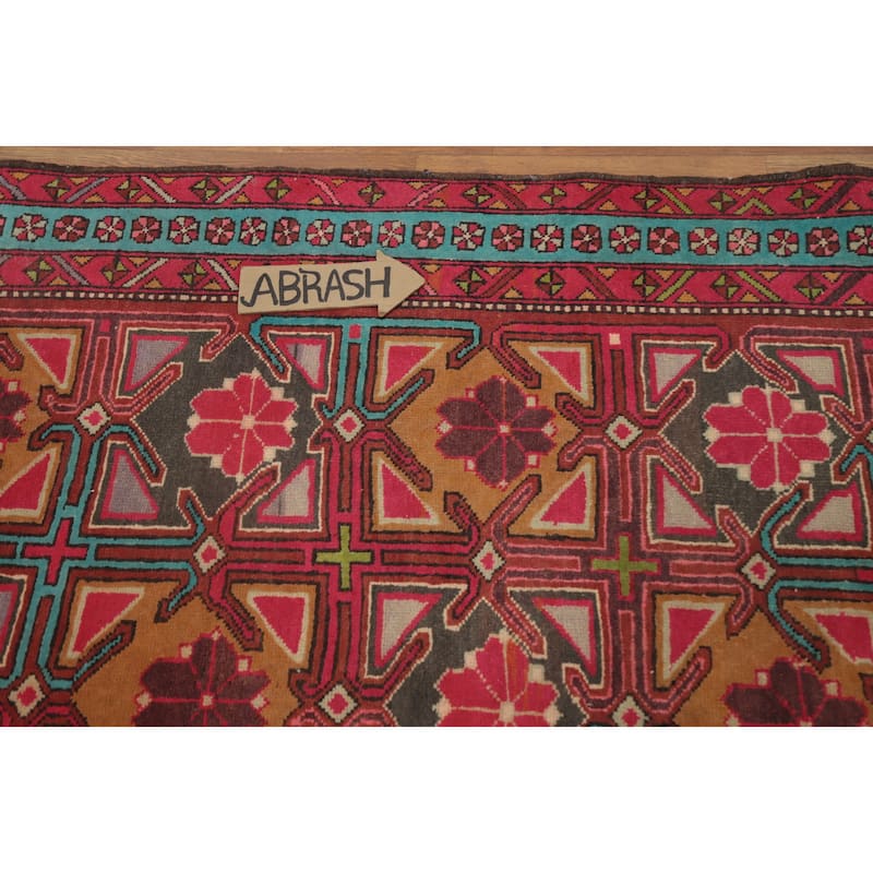 Hand Knotted Oriental 100% Wool Carpet Traditional Geometric Red Ardebil Area Rug - 9' 5'' X 4' 8''