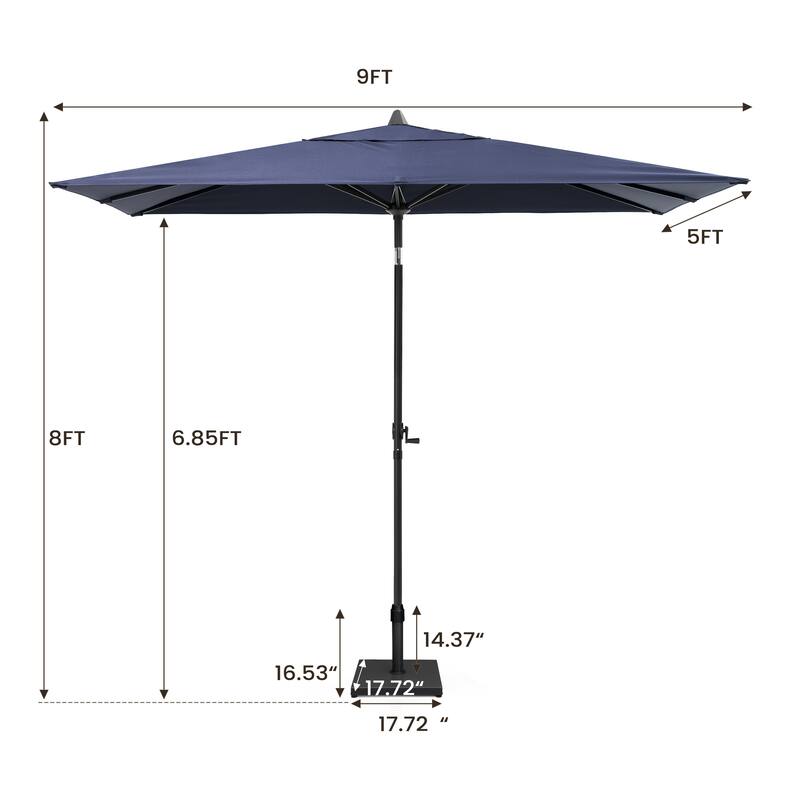 Pellebant Outdoor 9 x 5 FT Patio Market Umbrella Rectangular with Base