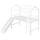 preview thumbnail 5 of 11, Useful Design Metal House Loft Bed With Two-sided writable Wooden Board, Twin Size, White