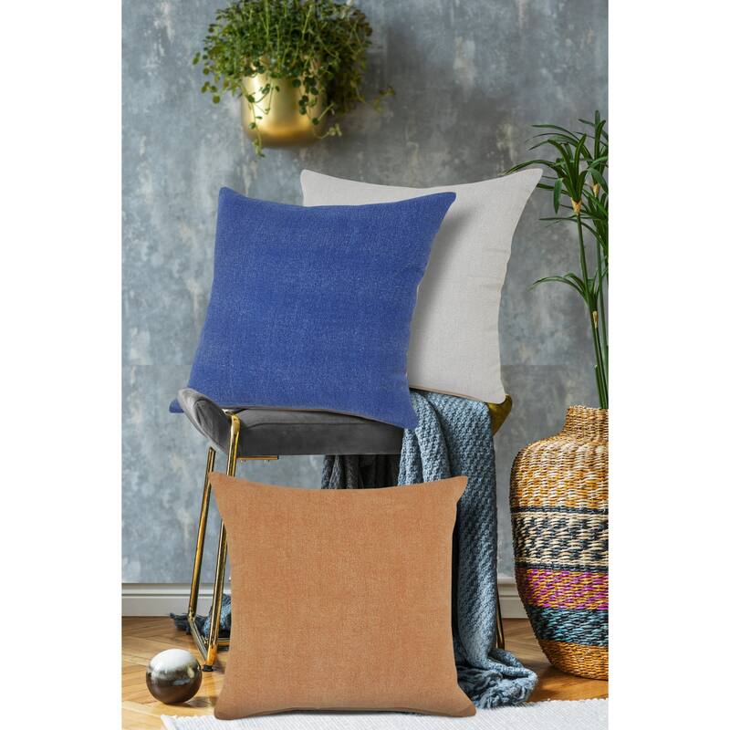 Textured Cotton Square Throw Pillow - 20" - Blue