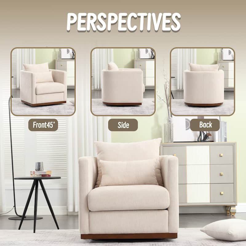 Modern 31.5" Chenille Upholstered 360° Swivel Accent Chair with Sturdy Hardwood Frame for Living Room