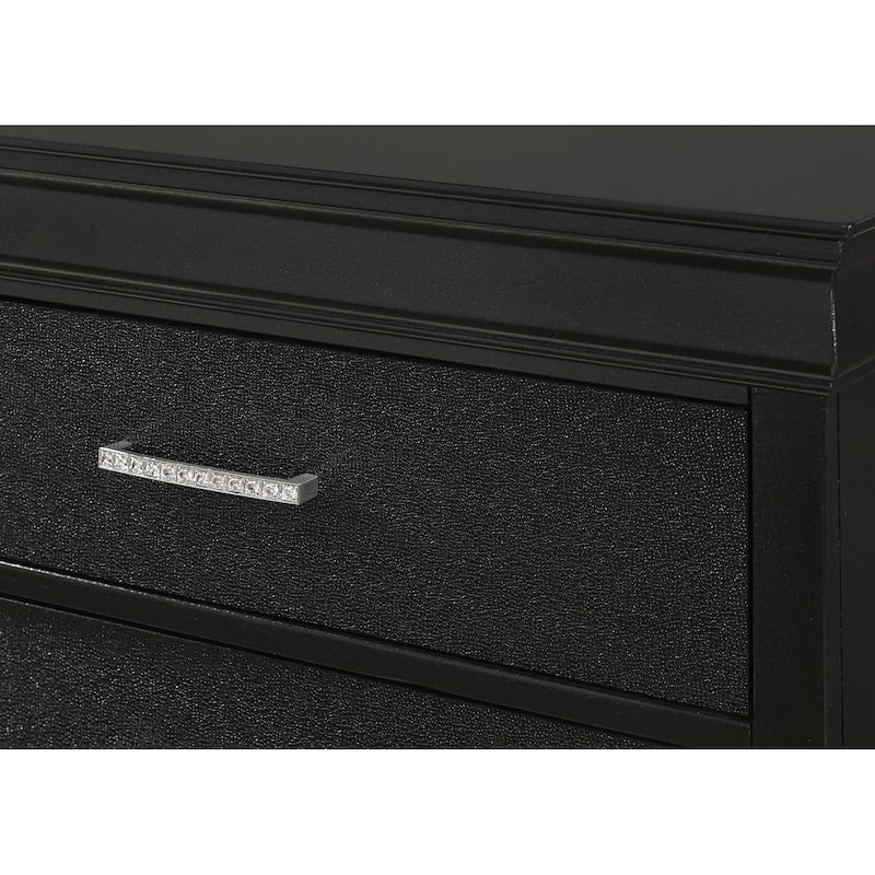 Sigurd 3 Piece Black Velvet Upholstered Tufted Panel Bedroom Set
