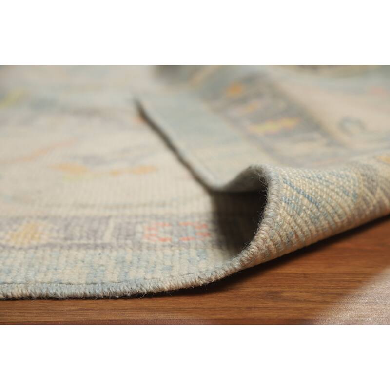 Hand Knotted Oriental 100% Wool Carpet Transitional All-Over Navy Blue & Blues Oushak Area Rug - 16' 3'' X 11' 7''