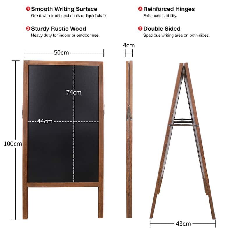 Magnetic A-Frame Chalkboard Message Sign Board Extra Large 39 x20 in Free Standing
