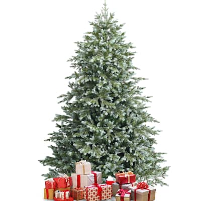 Costway 7ft Artificial Christmas Spruce Hinged Tree w/ 1260 Mixed PE &