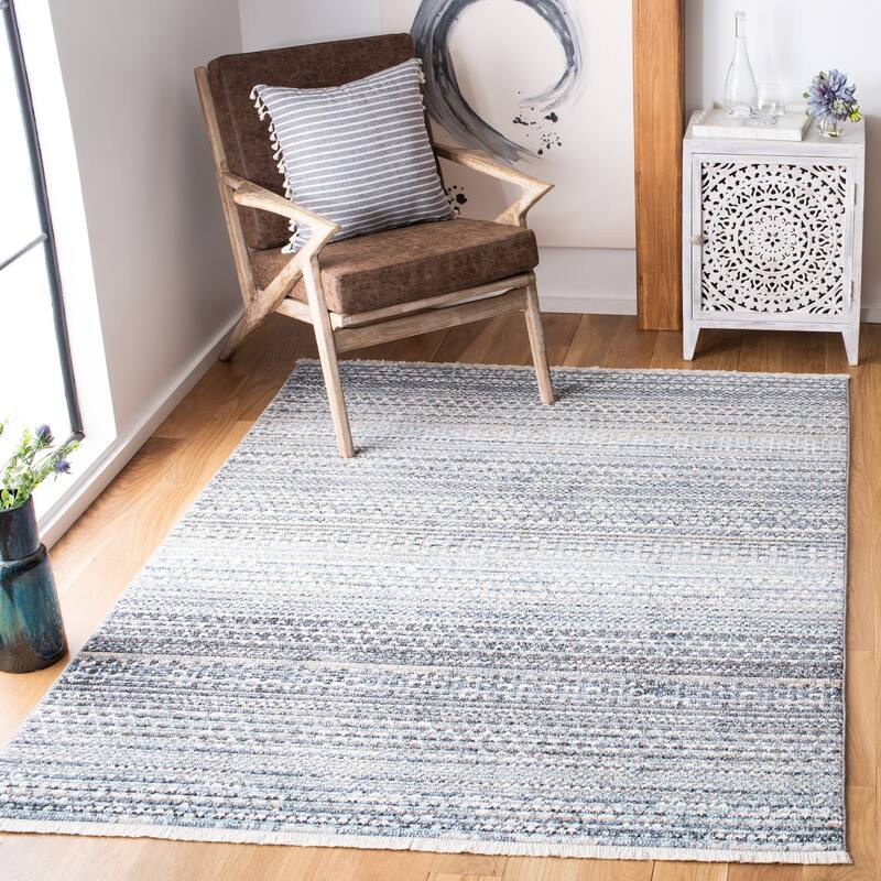 SAFAVIEH Sedona Estie Modern Boho Fringe Rug - 6' x 8'3" - Dark Grey/Ivory