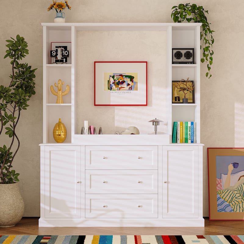 Dresser Storage Cabinet with Drawers and Adjustable Shelves, Diaper Changing Table, Display Shelf, Bookshelf