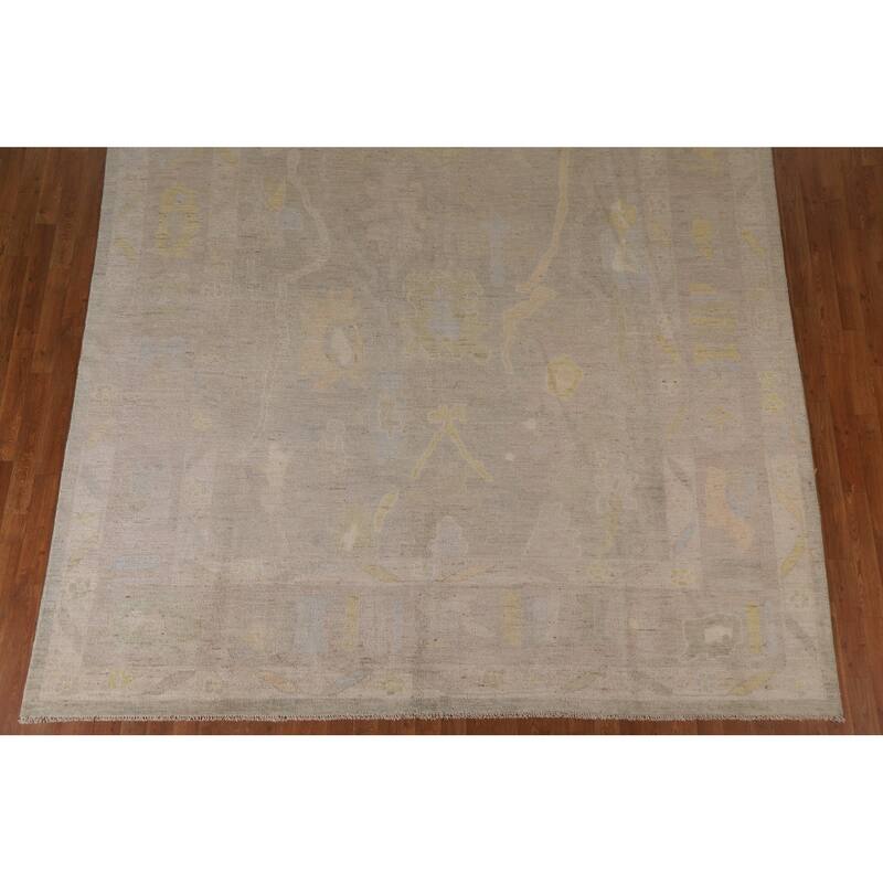 Geometric Oushak Turkish Area Rug Hand-knotted Wool Carpet - 8'10"x 11'9"