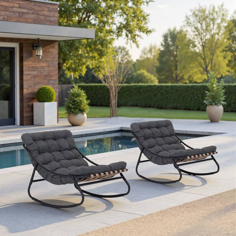 UIXE Outdoor Rocking Chair Lounge Chairs With Cushion