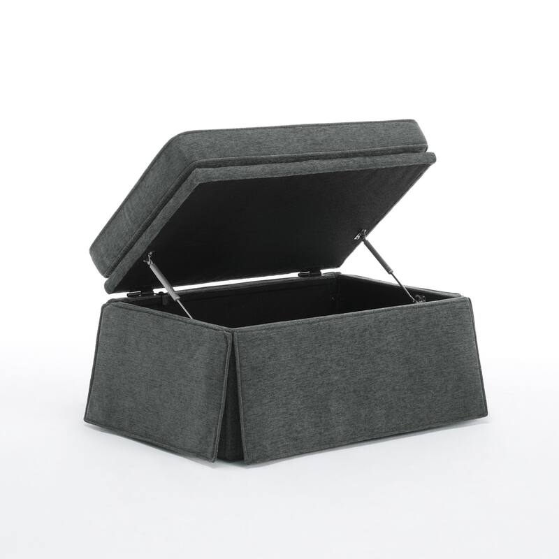 Skirted Rectangular Flip-Top Storage Ottoman