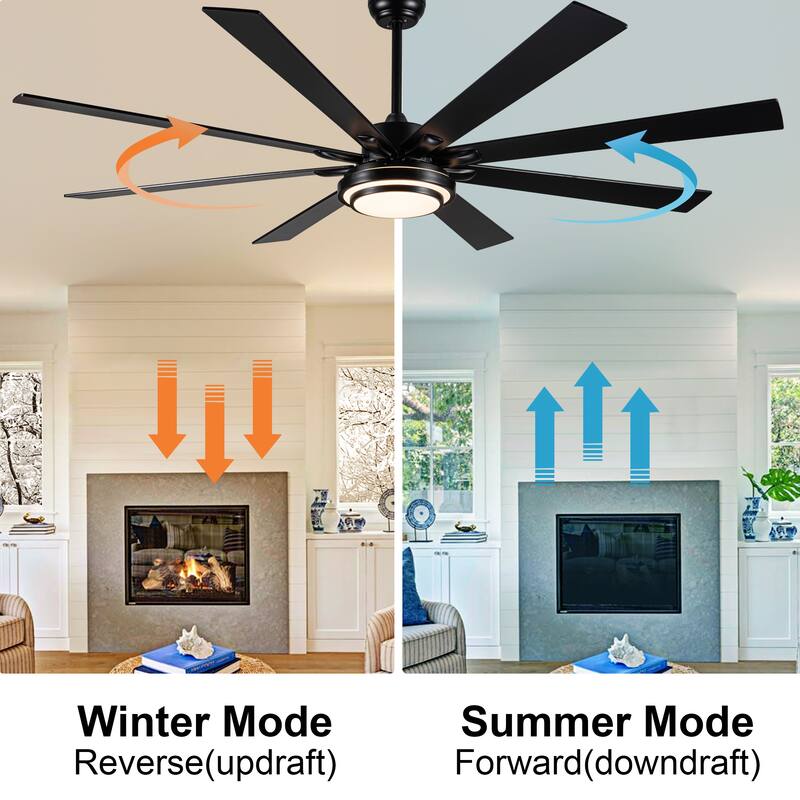 Gabriel 72 in. Indoor Black PlyWood Smart Ceiling Fan with Integrated LED, Works with Alexa/Google
