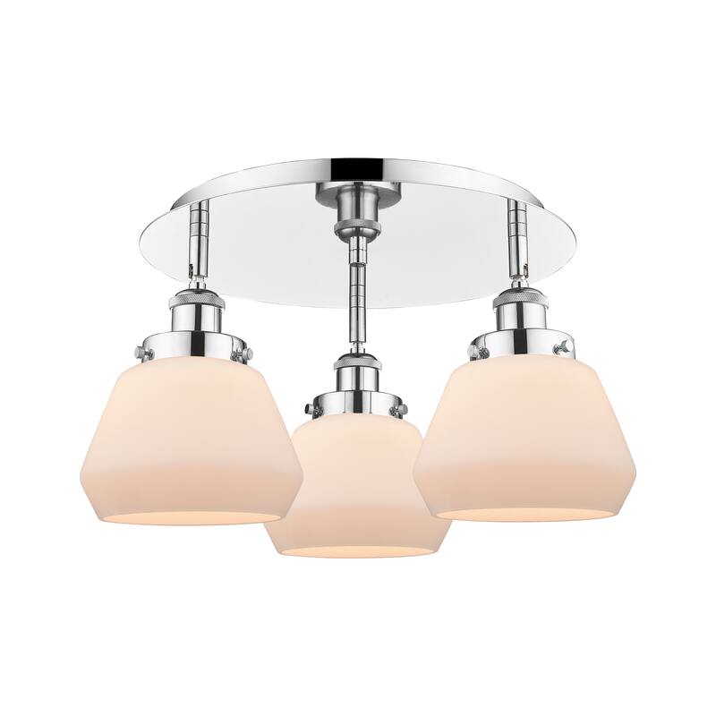 Innovations Lighting Fulton - 3 Light 18" Flush Mount - Polished Chrome/Matte White