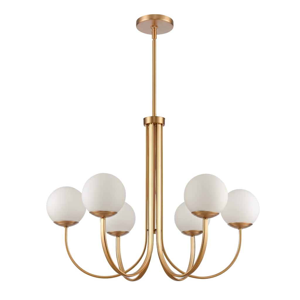 Caroline 32-inch Wide 6-Light Chandelier in Brushed Gold - 32in W x 32in D x 25.25in H