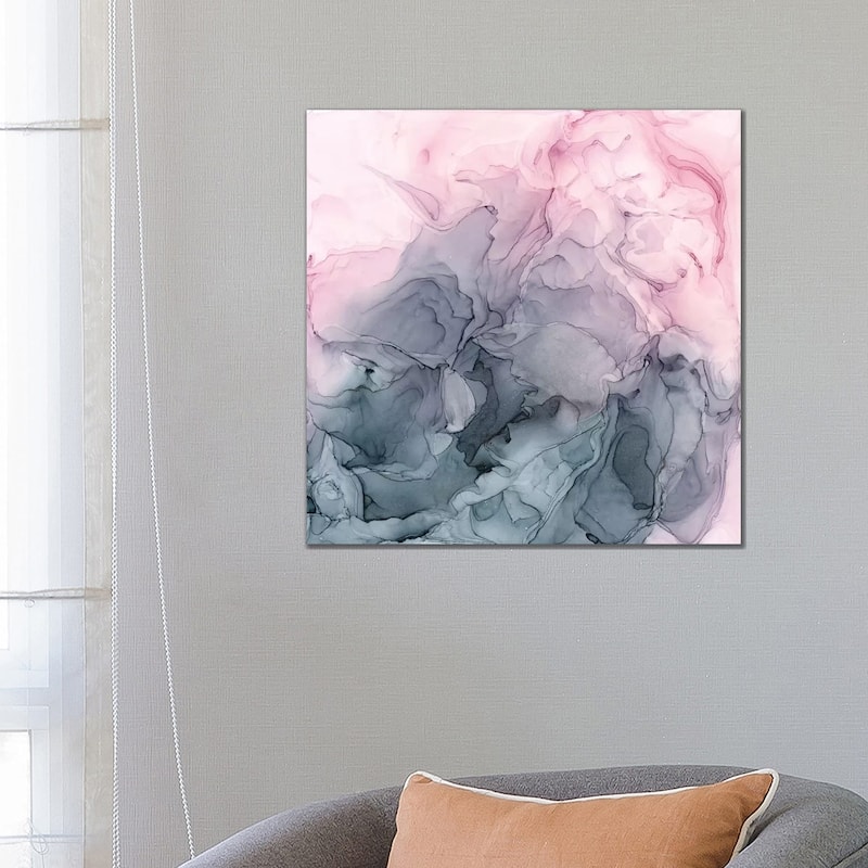 iCanvas "Blush & Paynes Gray Flowing Abstract" by Elizabeth Karlson Canvas Print - 26x26x1.5