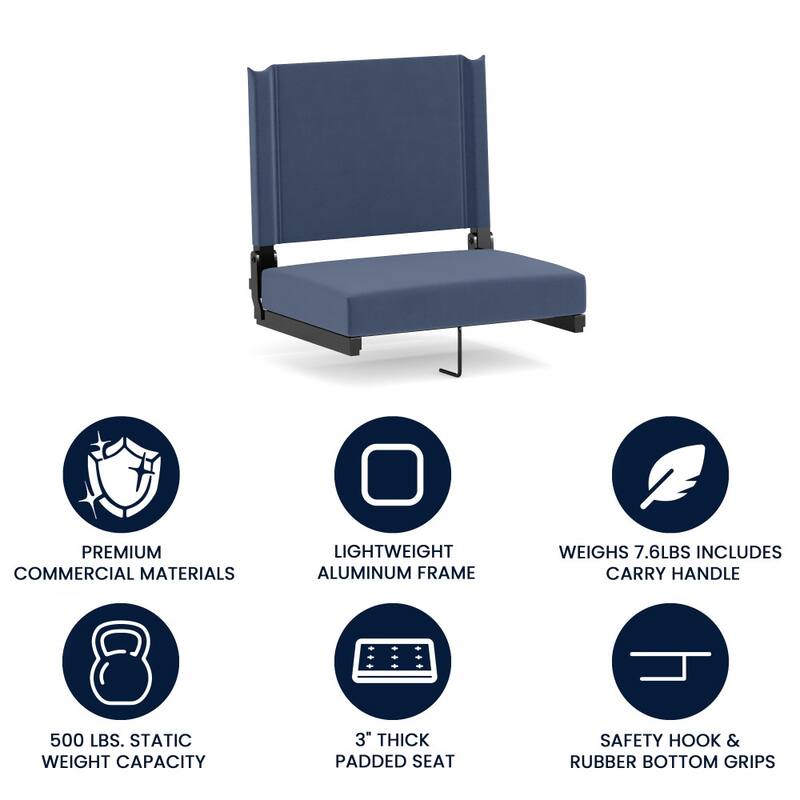Ultra-Padded Stadium Chair - 18"W x 14"D x 18"H - 18"W x 14"D x 18"H