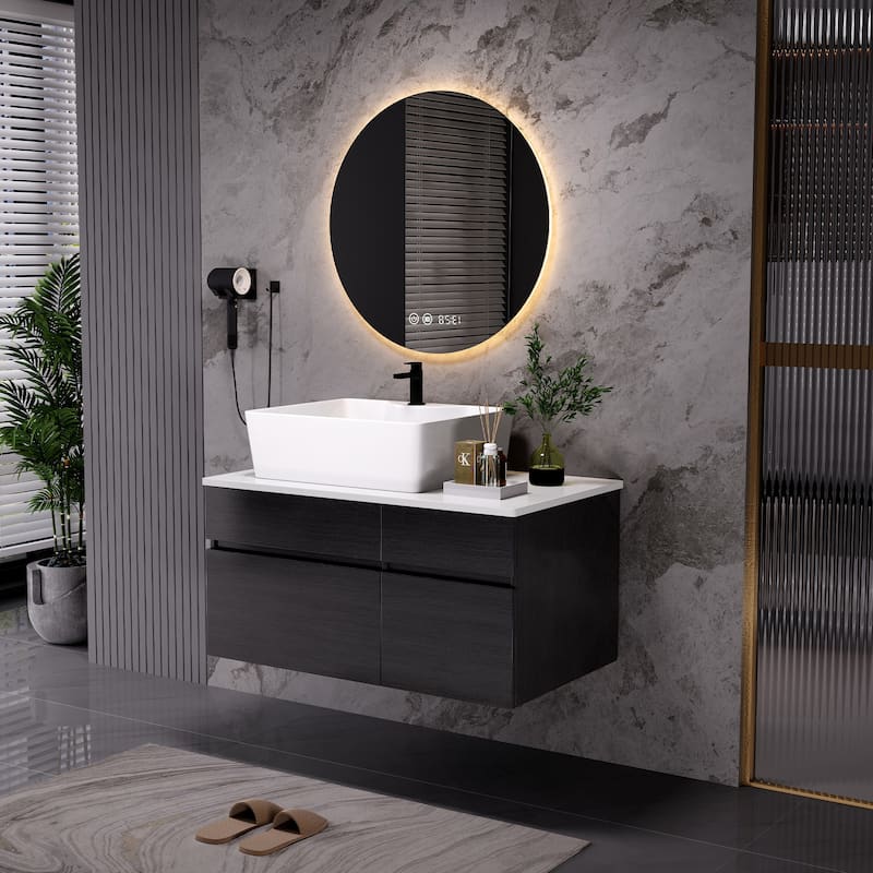 31.5 Inches Floating Single Small Bathroom Vanity with Sink