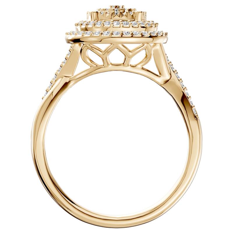 AEON Radiant Aura Round 0.50ct Lab Grown Diamond Cluster Double Halo Ring