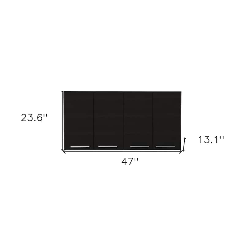 HomeRoots 47" Black Wood Wall Mounted Accent Cabinet With Four Doors