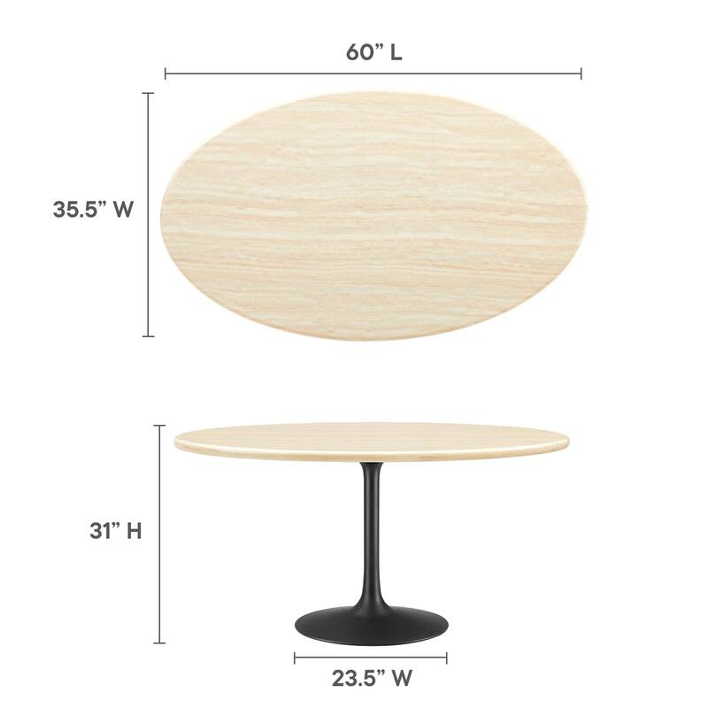 Lippa 60" Oval Artificial Travertine Dining Table