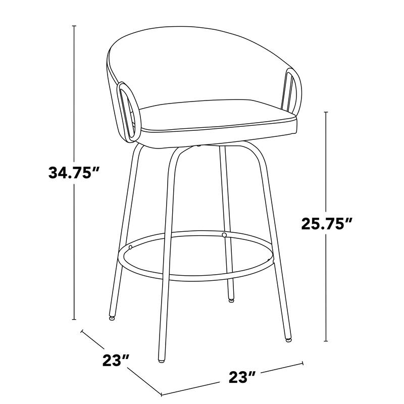 Silver Orchid Battista 26" Fixed-Height Gold Counter Stool with Round Gold Footrest (Set of 2)