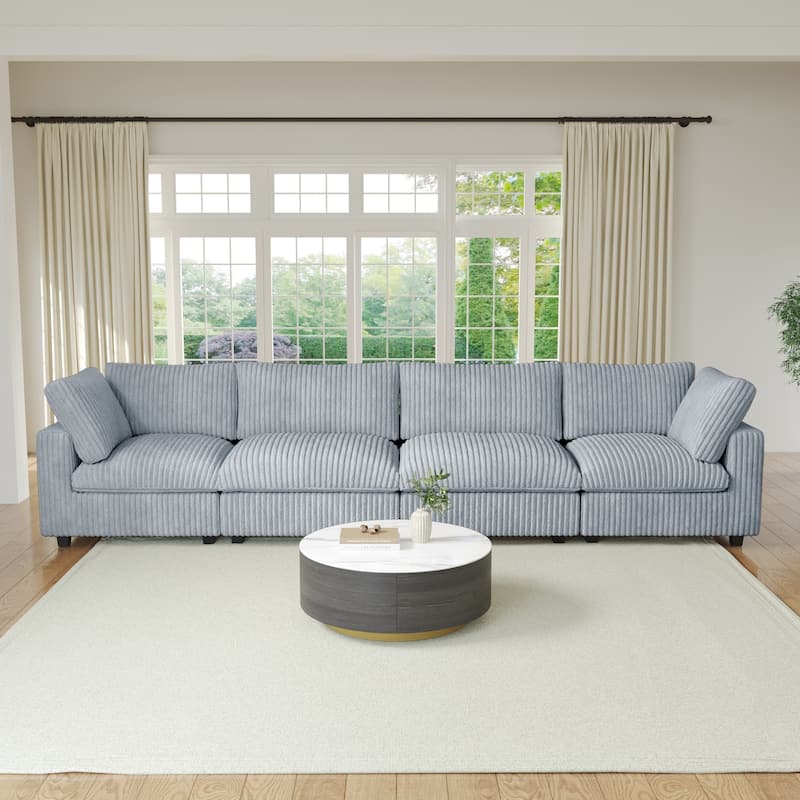 157.48" Soft Plush Modular Sectional Sofa 4-Seater Upholstered Living Room Couch