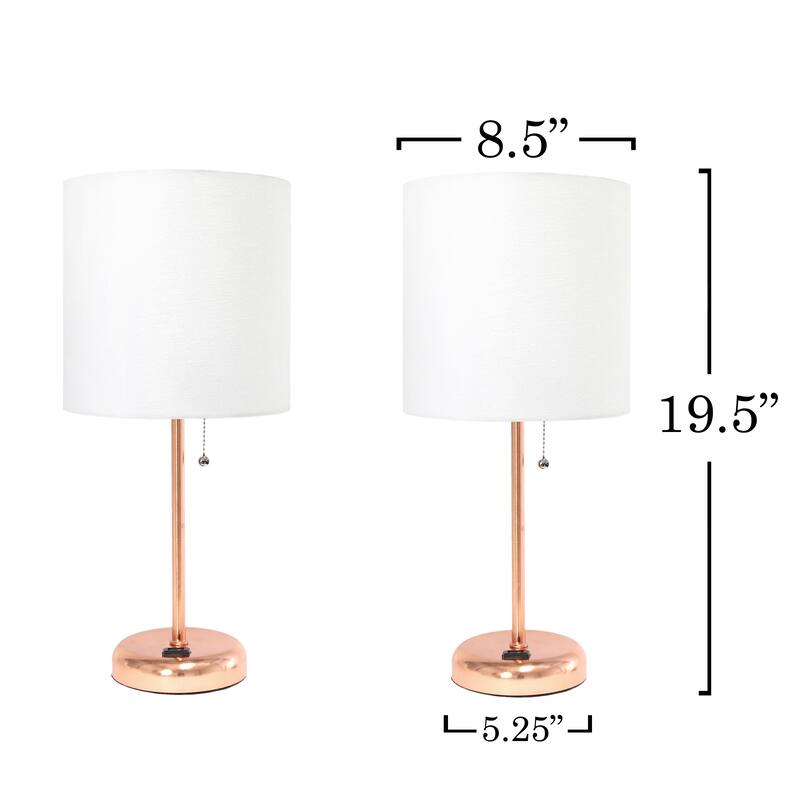 19.5" Modern Table Lamp with USB Charging Port and Fabric Shade for Home Office or Bedroom