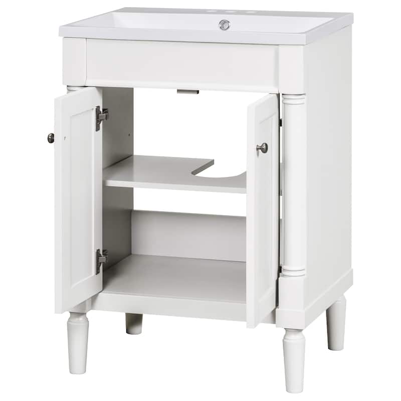 24'' Bathroom Vanity with Top Sink, 2-Tier Modern Bathroom Storage Cabinet