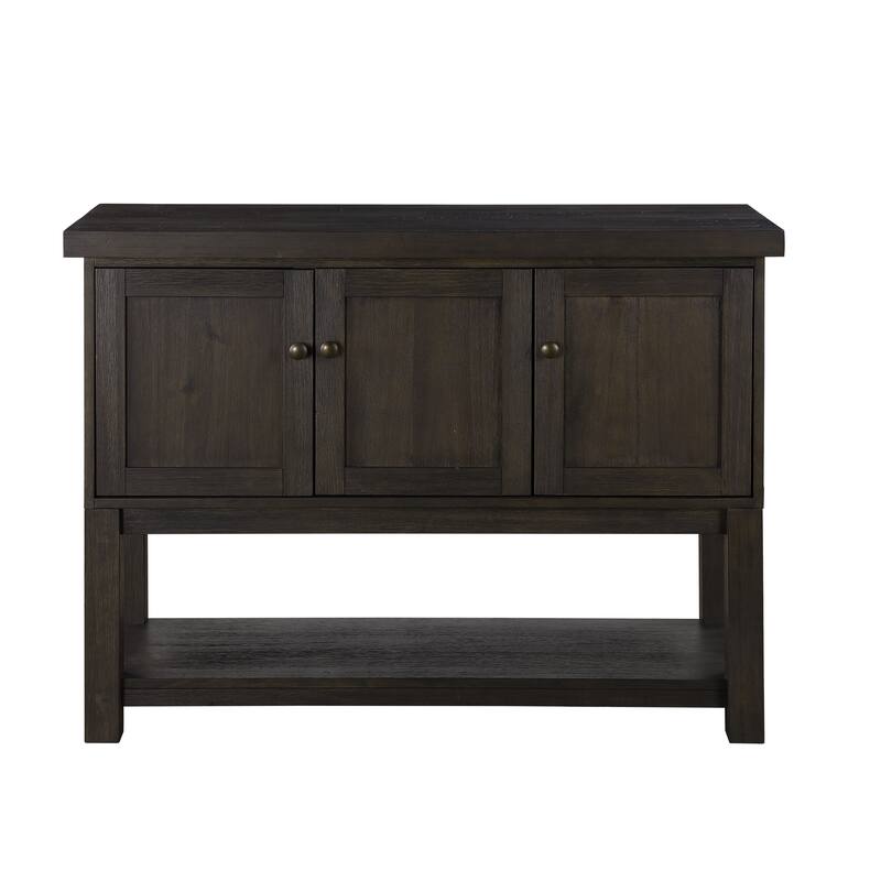 Distressed 1-Shelf Walnut Server with 3 Doors