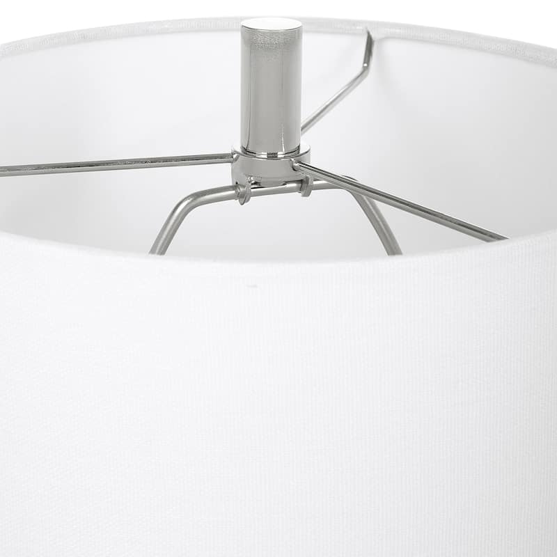 Curved Base Buffet Lamp with Round Drum Shade - 35.5" - White