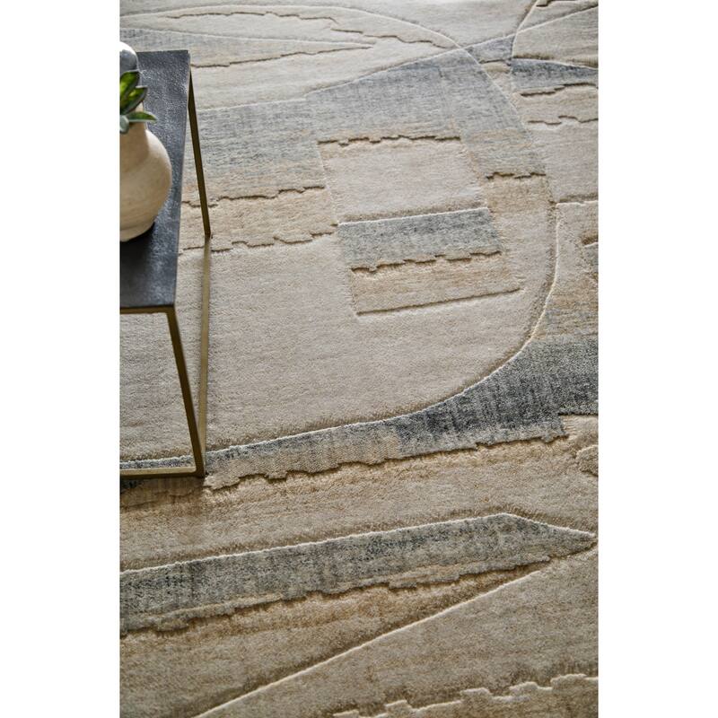 Grand Bazaar Hartman Machine Made Abstract Modern Area Rug - 12' x 15' - Tan/Brown/Gray