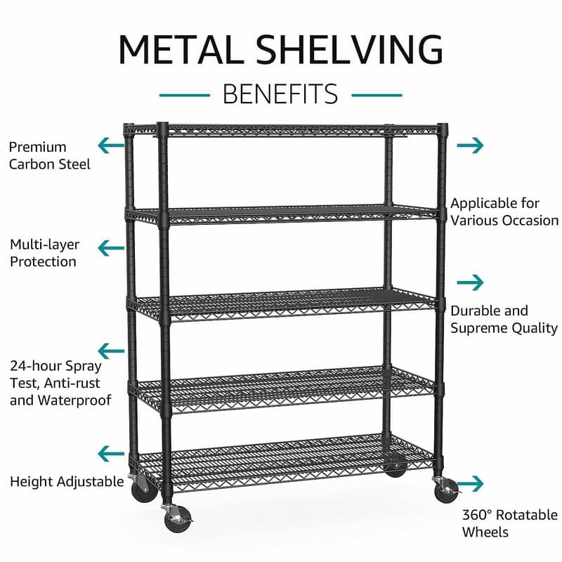 2200 LBS Heavy Duty Garage Shelving, 5-Tier Industrial Metal Shelving Unit for Basement, Pantry, Warehouse