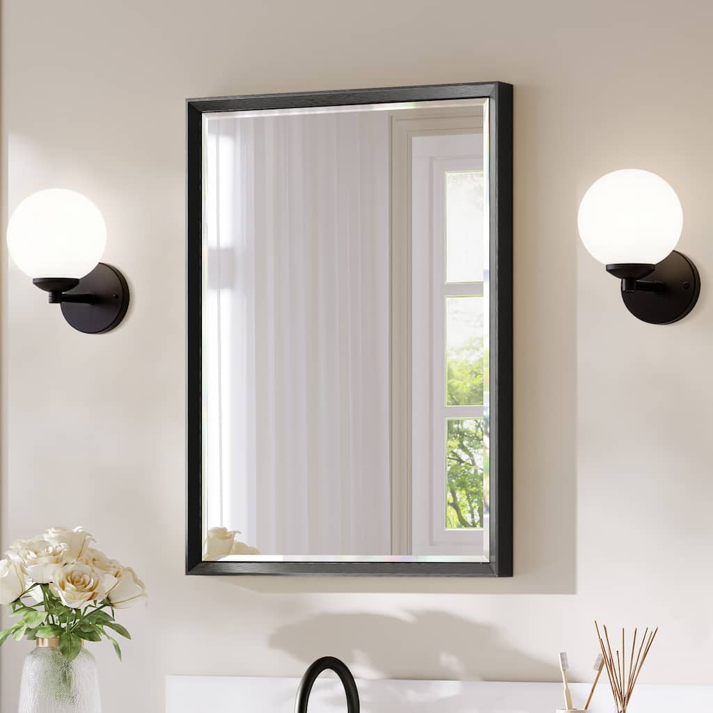 LIVOOSUN Easy Install Bathroom Mirror, Tempered Glass Wall Mirror
