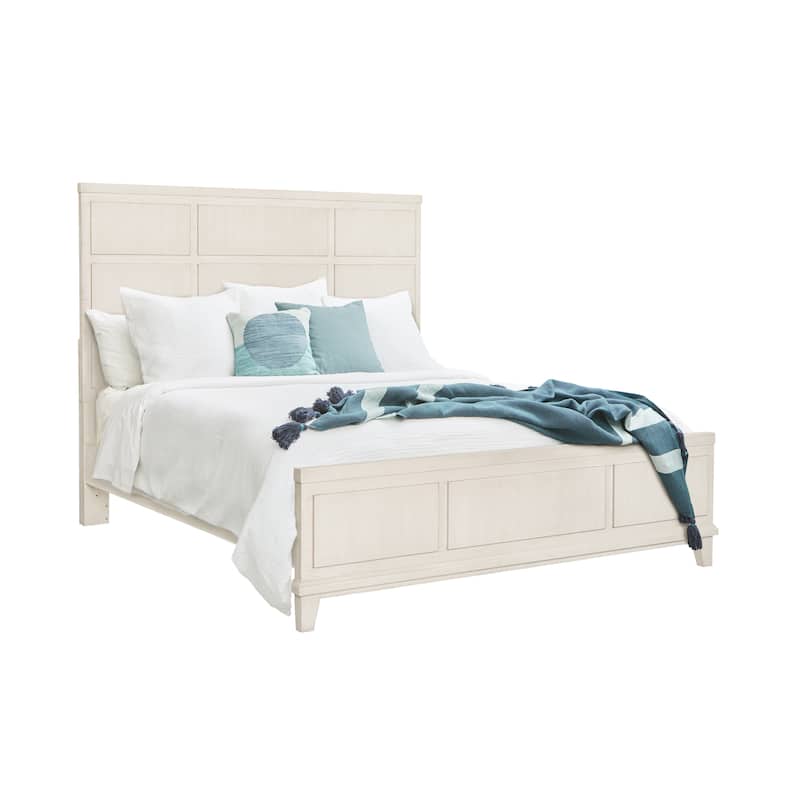 Madison Queen Panel Bed in a Grey-White Wash Finish