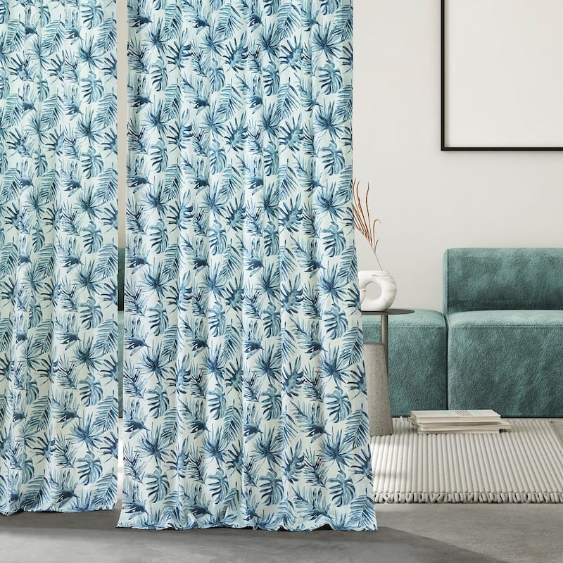 Exclusive Fabrics Coastal Leaf Cascade Printed Cotton Room Darkening Curtain (1 Panel)