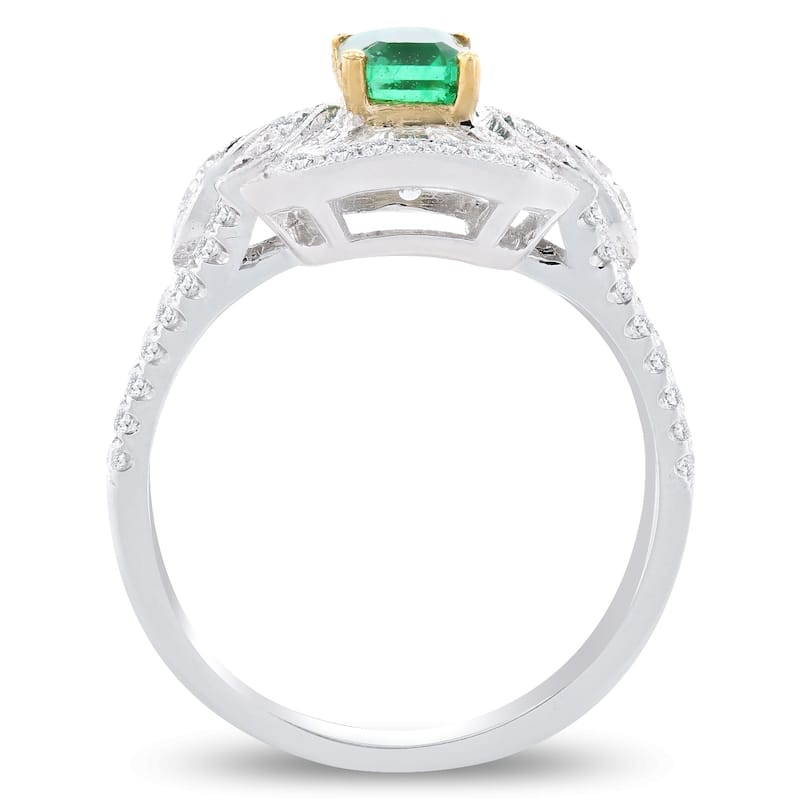 Auriya 18k White Gold 5/8ct Emerald and 3/4ct TDW Diamond Ring