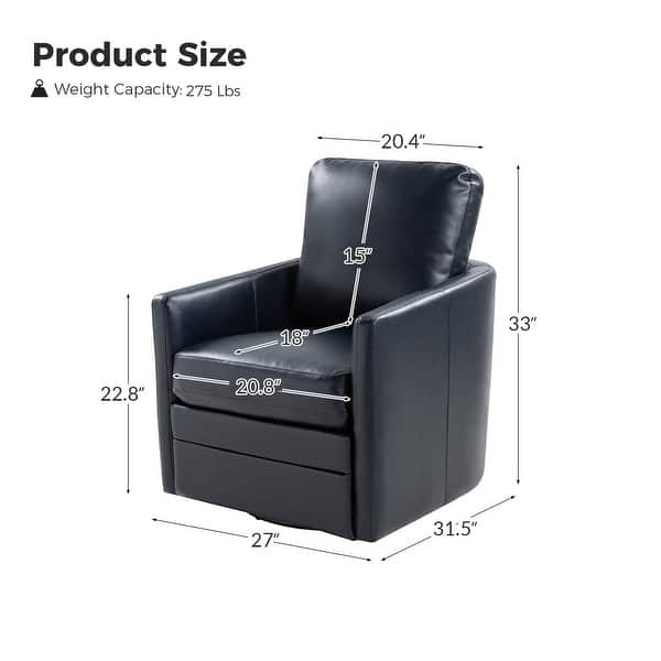 dimension image slide 6 of 8, Terrance Transitional Swivel Faux Leather Barrel Accent Chair with Metal Base