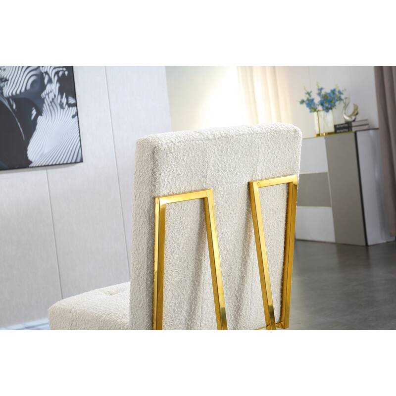 Modern Linen 2 Piece Kitchen Dining Chair Set with Upholstered, Stainless Steel Legs for Dining Room Kitchen Living Room Bedroom