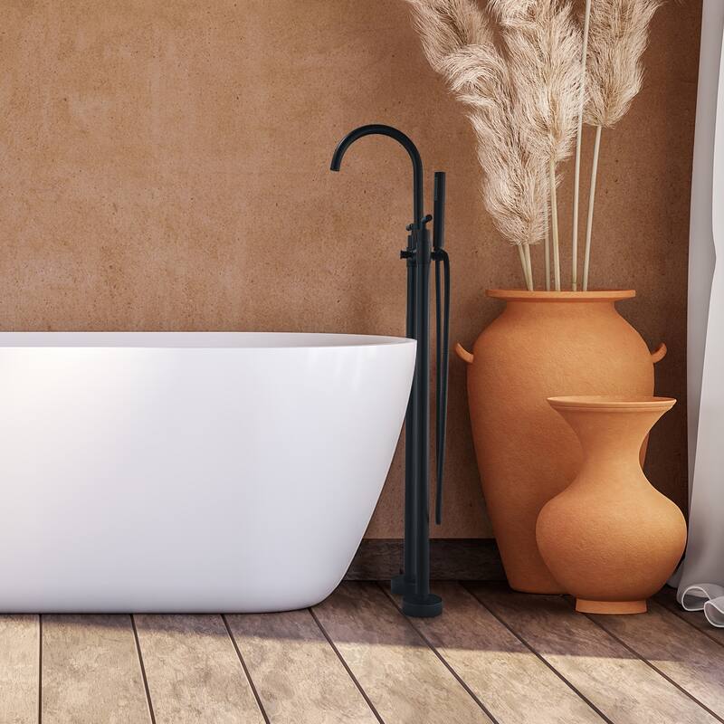 Altair Gnosall Double Lever Handle Freestanding Floor Mounted Tub Filler with Handshower