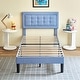 preview thumbnail 58 of 58, VECELO Tufted Upholstered Kids Bed with Adjustable Headboard,Twin Size Bed Set of 2