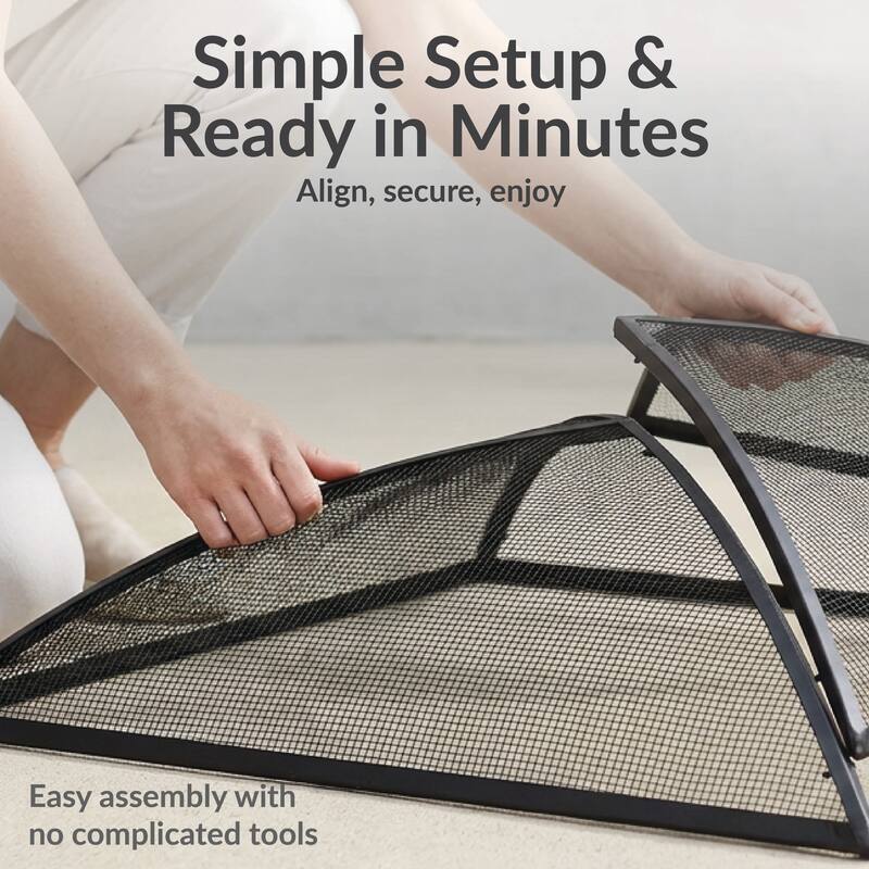 Sunnydaze Square Outdoor Fire Pit Spark Screen - 40" Square