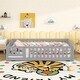 preview thumbnail 2 of 12, Full Size Bed Floor Bed with Safety Guardrails and Door for Kids