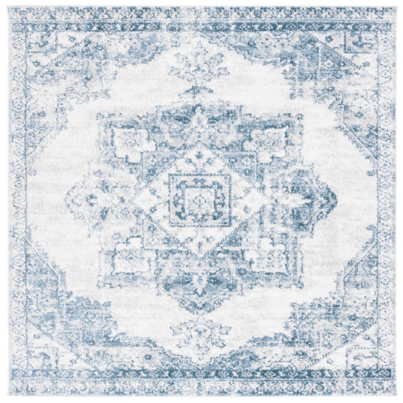 SAFAVIEH Layla Roseanne Shabby Chic Farmhouse Rug - 6'7" Square - Ivory Grey/Charcoal