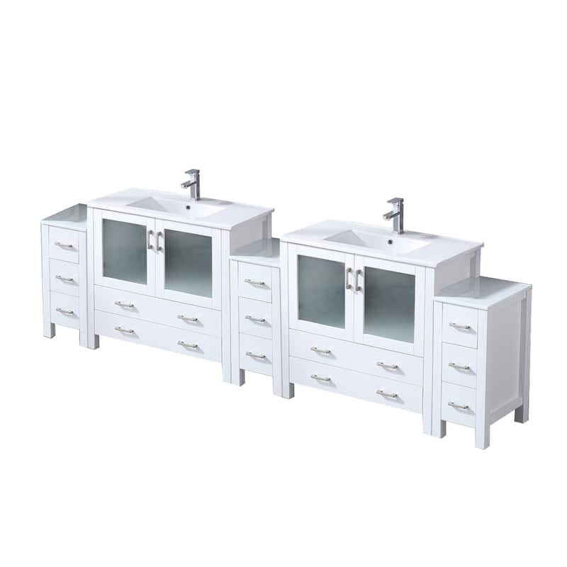 Volez Bath Vanity with Side Cabinets, Ceramic Top & Sink